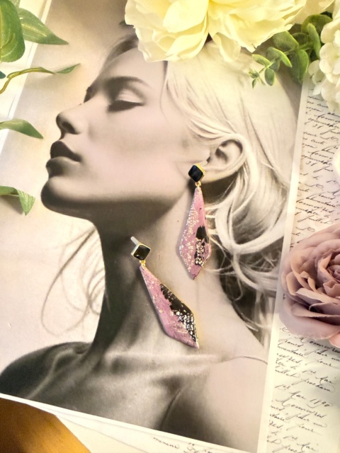 Długie Kolczyki "Fioletowa Noc"Głęboki Fiolet & Czerń |LEKKIE|StylDarkGlam