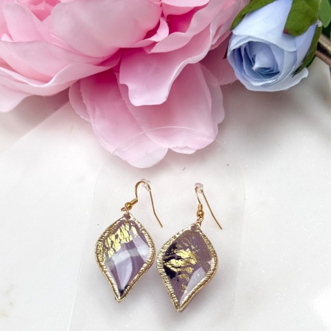 Eleganckie Kolczyki "Dymny Ametyst" Gliny Polimerowa Unikatowa Biżuteria