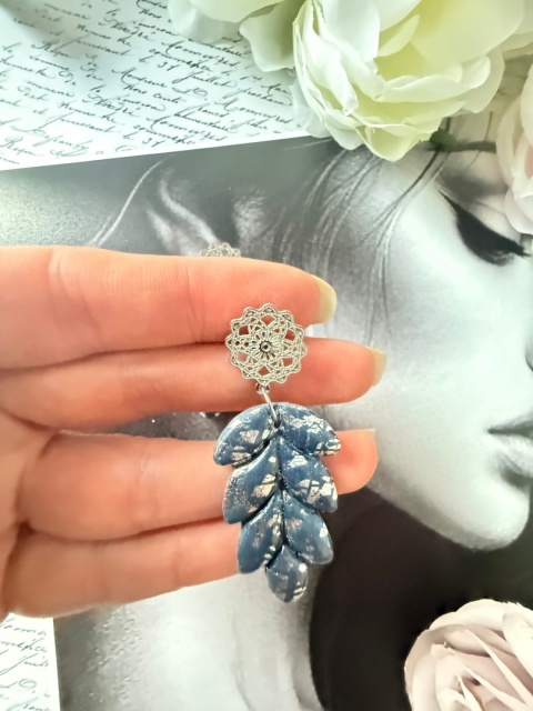 Kolczyki Handmade "Granatowy Kłos" | Ażurowe Srebro |Lekkie i Eleganckie