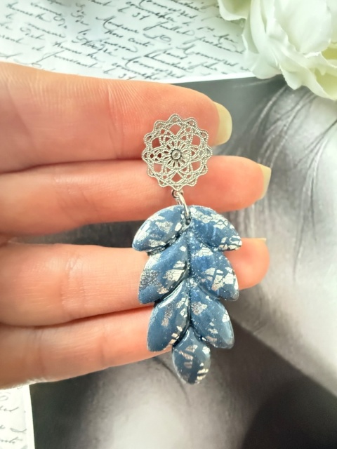 Kolczyki Handmade "Granatowy Kłos" | Ażurowe Srebro |Lekkie i Eleganckie