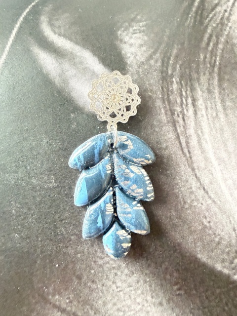 Kolczyki Handmade "Granatowy Kłos" | Ażurowe Srebro |Lekkie i Eleganckie