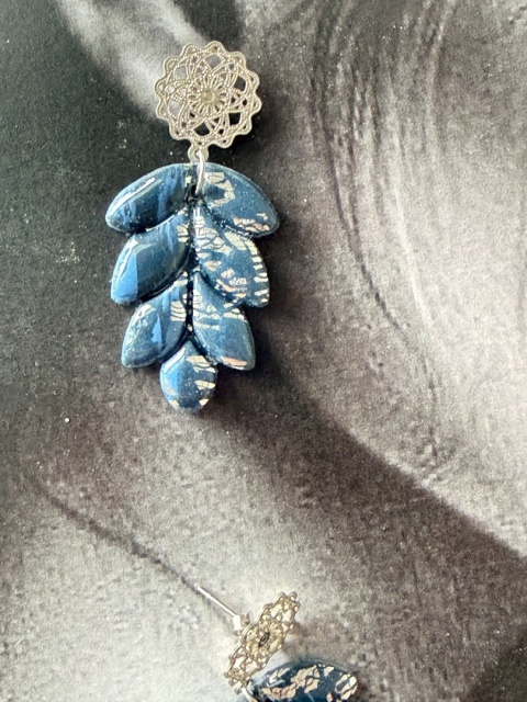 Kolczyki Handmade "Granatowy Kłos" | Ażurowe Srebro |Lekkie i Eleganckie