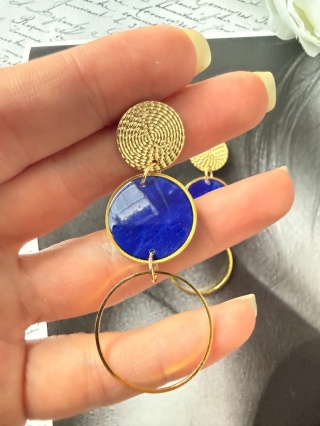 Kolczyki "Kobaltowe Koła" | Złoto i Głębia Błękitu |Lekkie | Styl ModernArt
