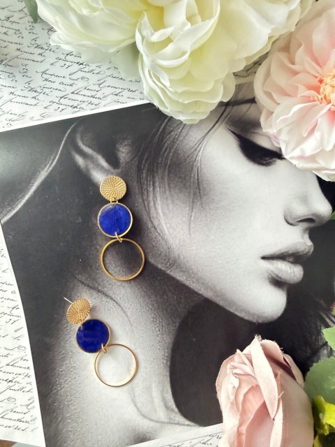 Kolczyki koła złoto i niebieski