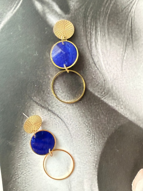 Kolczyki koła złoto i niebieski