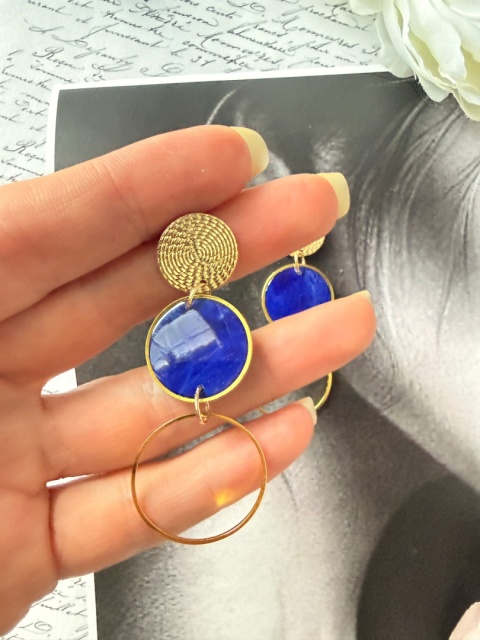 Kolczyki koła złoto i niebieski