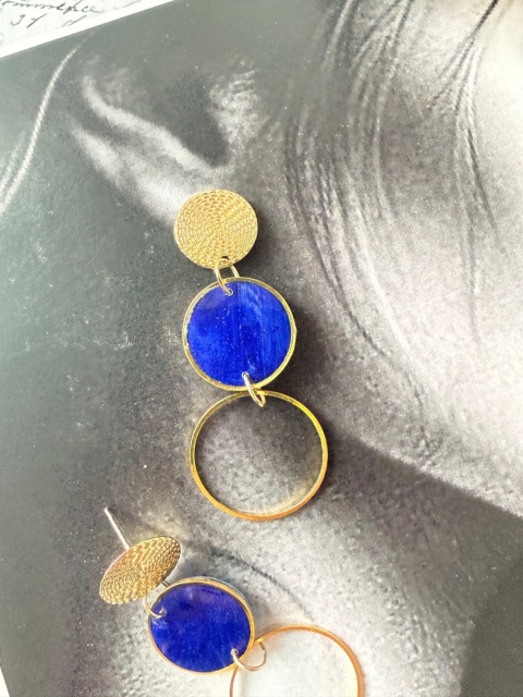 Kolczyki koła złoto i niebieski