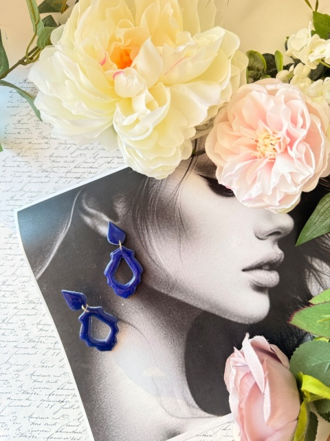 Kolczyki "Królewski Błękit" Orientalny Kształt | Intensywny Blue | Lekkie