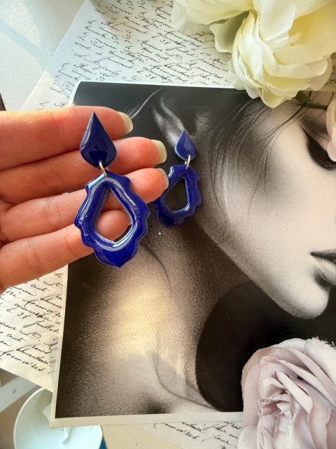 Kolczyki "Królewski Błękit" Orientalny Kształt | Intensywny Blue | Lekkie