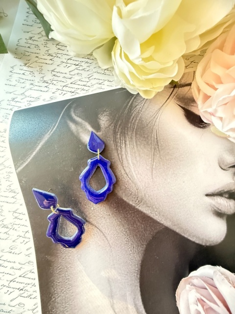 Kolczyki "Królewski Błękit" Orientalny Kształt | Intensywny Blue | Lekkie