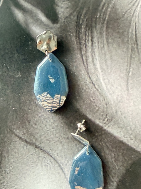 Kolczyki "Nocne Niebo" | Granat & Srebro | Sztyfty Hexagon | Handmade Glam