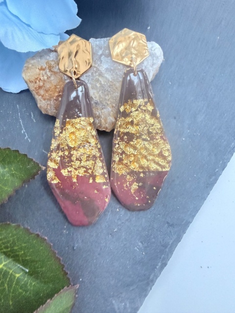 Kolczyki Rubinowy Bursztyn