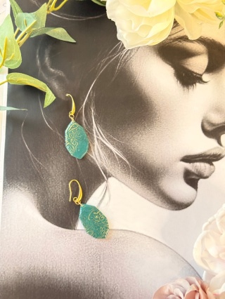 Kolczyki"Lazurowy Ornament" |Rękodzieło|Turkus&Złoto| Wyjątkowo LEKKIE