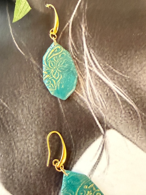 Kolczyki"Lazurowy Ornament" |Rękodzieło|Turkus&Złoto| Wyjątkowo LEKKIE