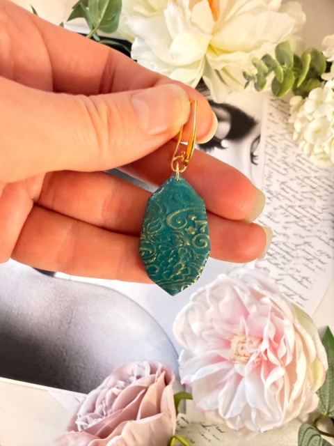 Kolczyki"Lazurowy Ornament" |Rękodzieło|Turkus&Złoto| Wyjątkowo LEKKIE