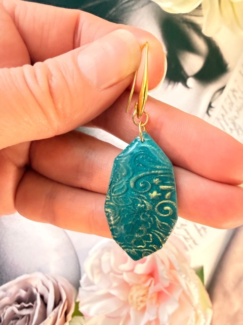 Kolczyki"Lazurowy Ornament" |Rękodzieło|Turkus&Złoto| Wyjątkowo LEKKIE