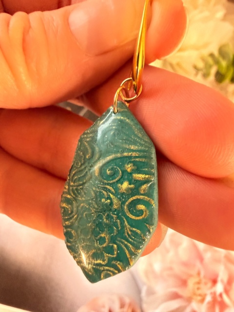 Kolczyki"Lazurowy Ornament" |Rękodzieło|Turkus&Złoto| Wyjątkowo LEKKIE