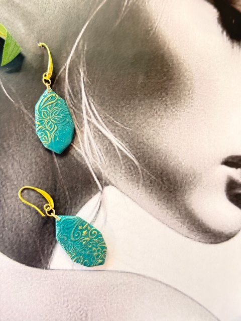 Kolczyki"Lazurowy Ornament" |Rękodzieło|Turkus&Złoto| Wyjątkowo LEKKIE