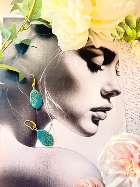 Kolczyki"Lazurowy Ornament" |Rękodzieło|Turkus&Złoto| Wyjątkowo LEKKIE