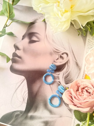 Minimalistyczne Kolczyki "Lazurowe Koła" | Rękodzieło | Wyjątkowo LEKKIE