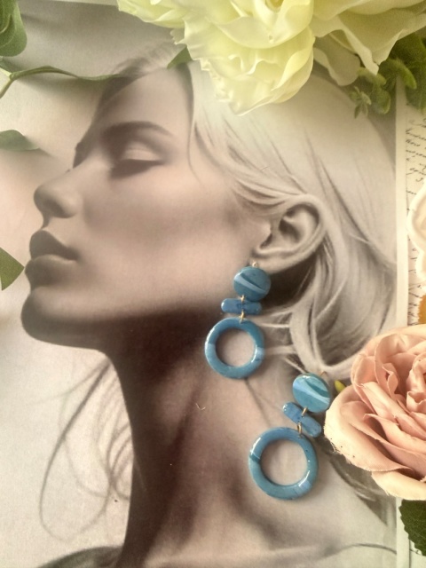 Minimalistyczne Kolczyki "Lazurowe Koła" | Rękodzieło | Wyjątkowo LEKKIE