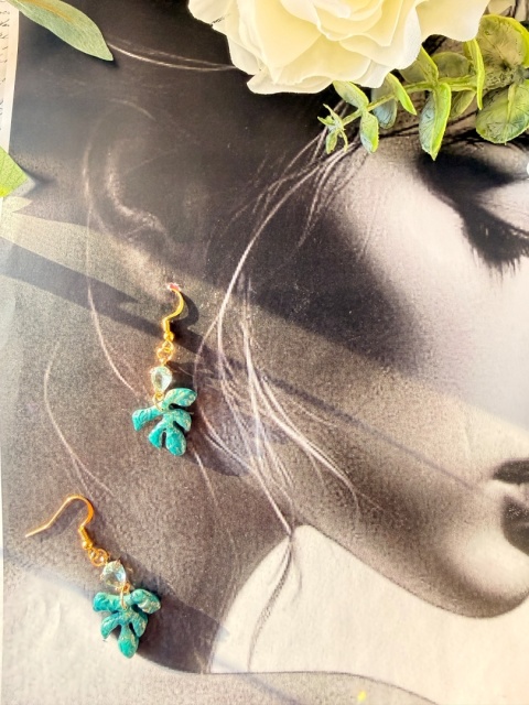 Wyjątkowe Kolczyki "Turkusowy Listek" |Rękodzieło YourLoo